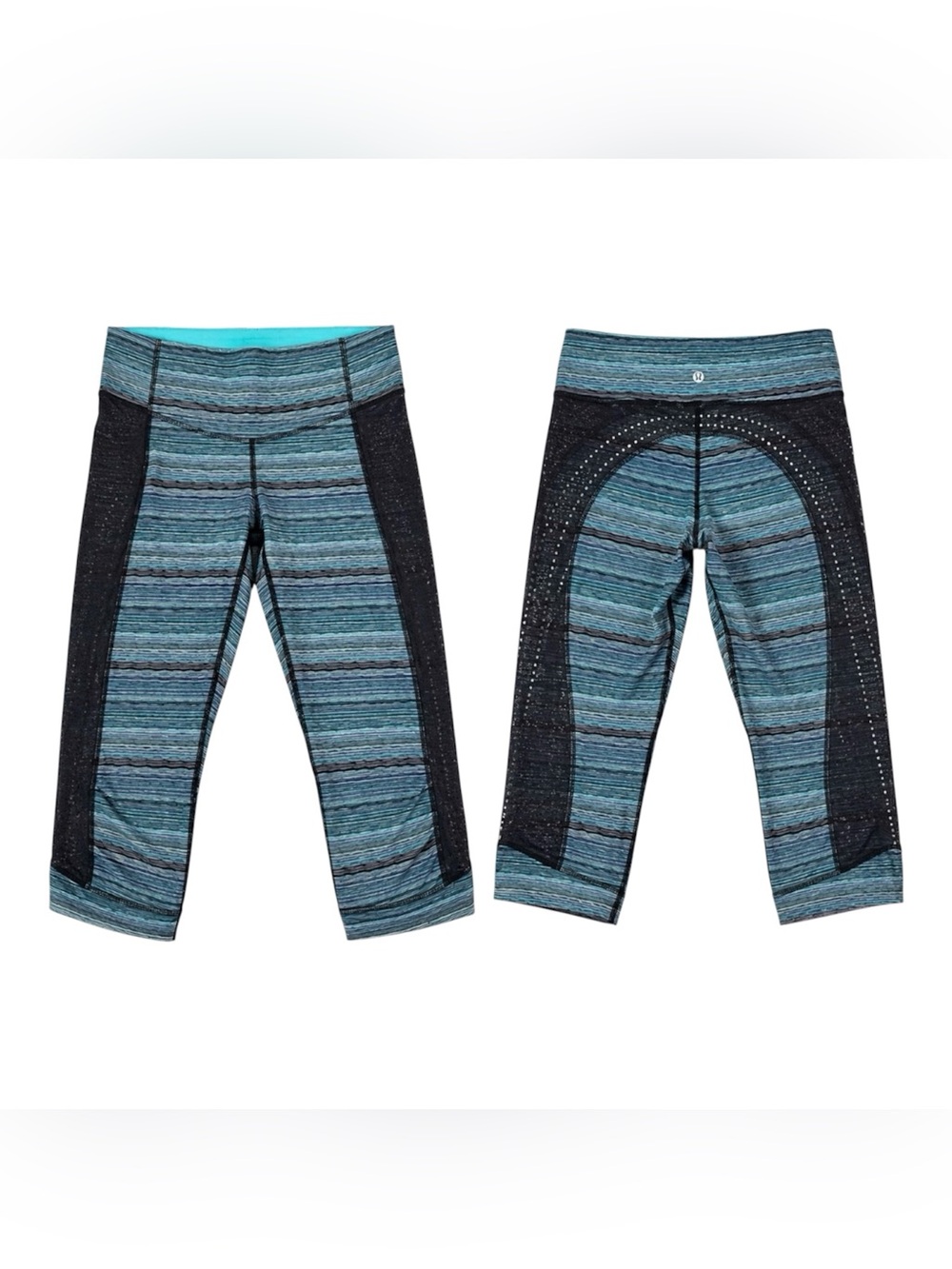 Lululemon Inspire Crop II Leggings Size 6 Wee Are From Space Blue Blk Yoga Run
